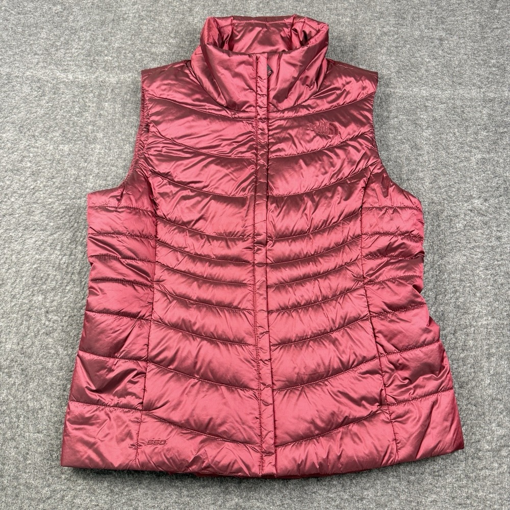 The North Face Puffer Vest Women Large Red Full Zip Quilted Puffy Insulated Hike